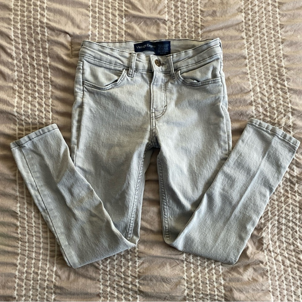 Vintage Express Boys Youth Size 7 Light Gray Skinny Jeans